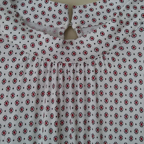 Loft Outlet Pleated Rayon Blouse XL Red White - Picture 5 of 11